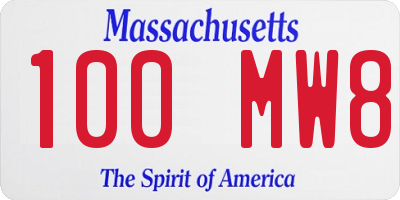 MA license plate 100MW8