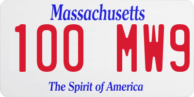 MA license plate 100MW9