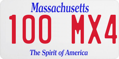 MA license plate 100MX4