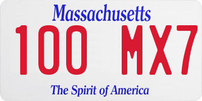 MA license plate 100MX7