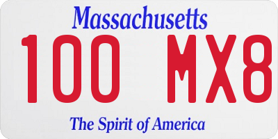 MA license plate 100MX8