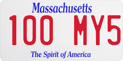 MA license plate 100MY5