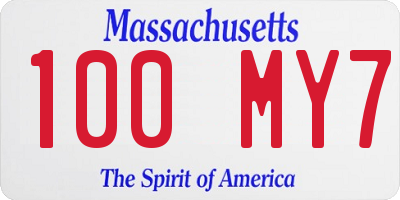 MA license plate 100MY7