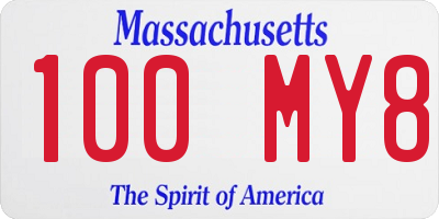 MA license plate 100MY8
