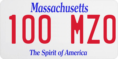 MA license plate 100MZ0