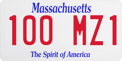 MA license plate 100MZ1