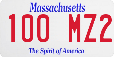 MA license plate 100MZ2