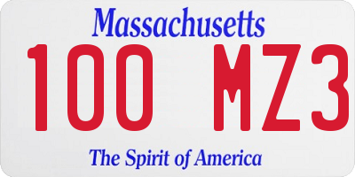 MA license plate 100MZ3