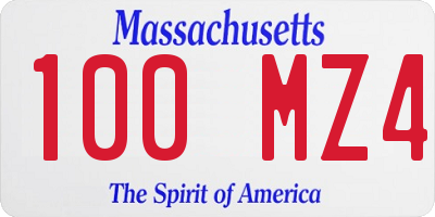 MA license plate 100MZ4