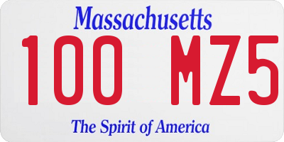 MA license plate 100MZ5