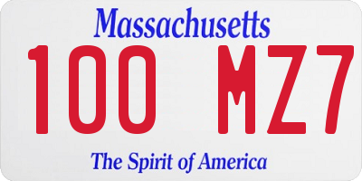 MA license plate 100MZ7