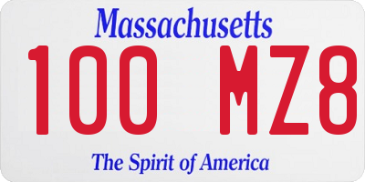 MA license plate 100MZ8