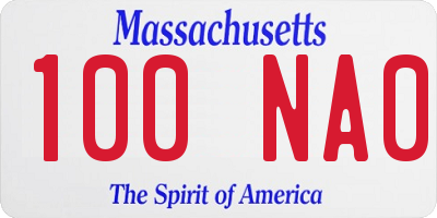 MA license plate 100NA0