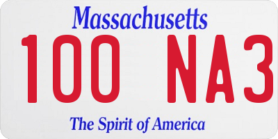 MA license plate 100NA3