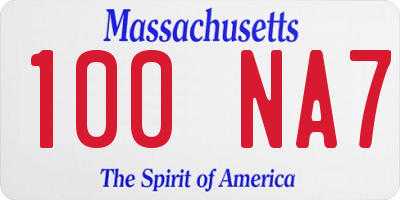 MA license plate 100NA7