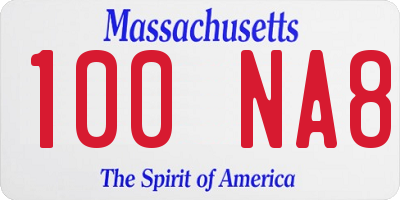 MA license plate 100NA8