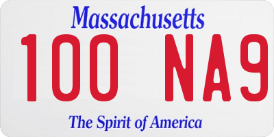 MA license plate 100NA9