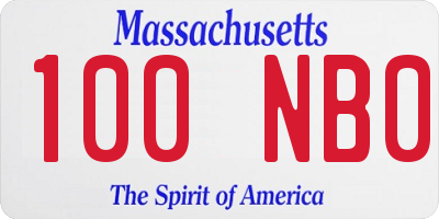 MA license plate 100NB0