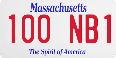 MA license plate 100NB1