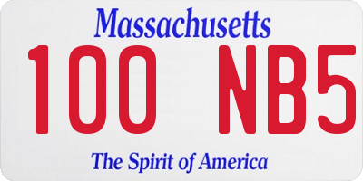 MA license plate 100NB5