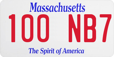 MA license plate 100NB7