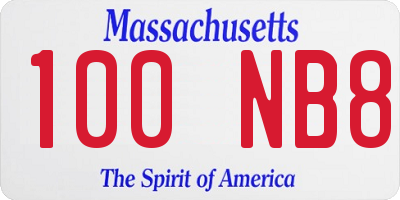 MA license plate 100NB8