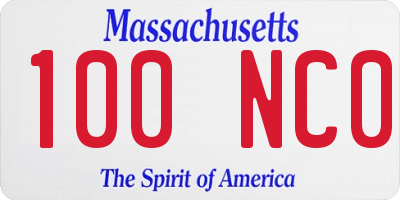 MA license plate 100NC0