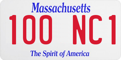 MA license plate 100NC1