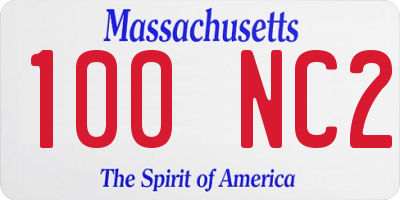 MA license plate 100NC2