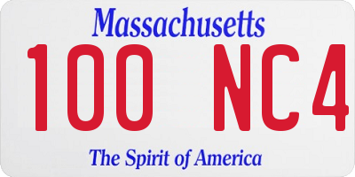 MA license plate 100NC4