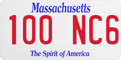 MA license plate 100NC6
