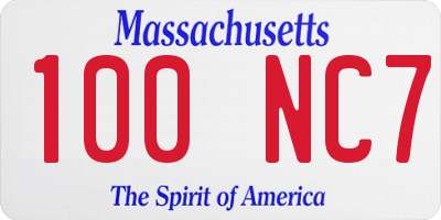 MA license plate 100NC7