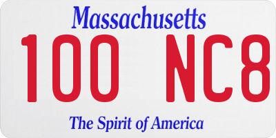 MA license plate 100NC8