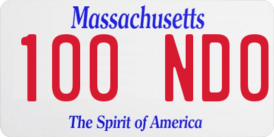 MA license plate 100ND0