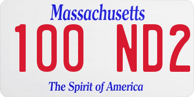 MA license plate 100ND2