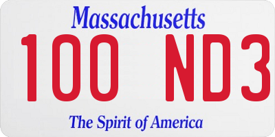 MA license plate 100ND3