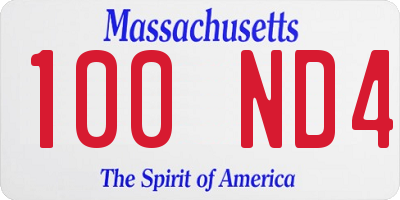 MA license plate 100ND4