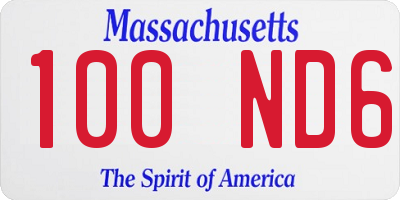 MA license plate 100ND6