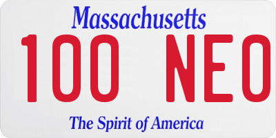 MA license plate 100NE0