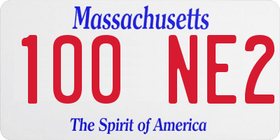 MA license plate 100NE2