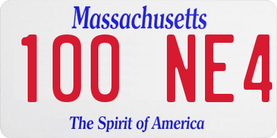 MA license plate 100NE4