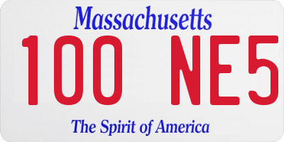 MA license plate 100NE5