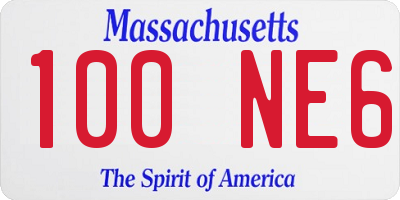 MA license plate 100NE6