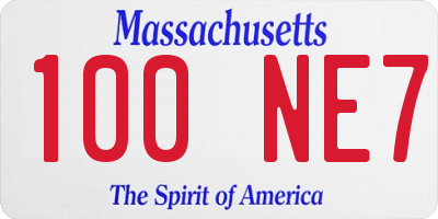 MA license plate 100NE7