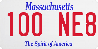 MA license plate 100NE8