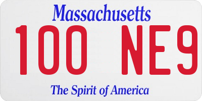 MA license plate 100NE9