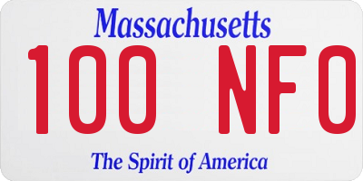 MA license plate 100NF0