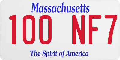 MA license plate 100NF7