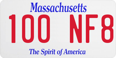 MA license plate 100NF8