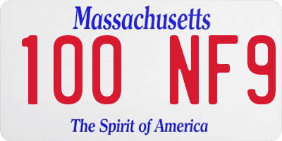 MA license plate 100NF9